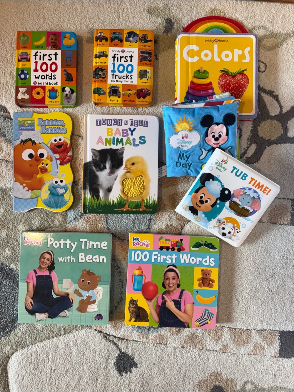 Ms. Rachel 100 First Words - Colorful Kids Board Book (Yellow, Green, Pink)